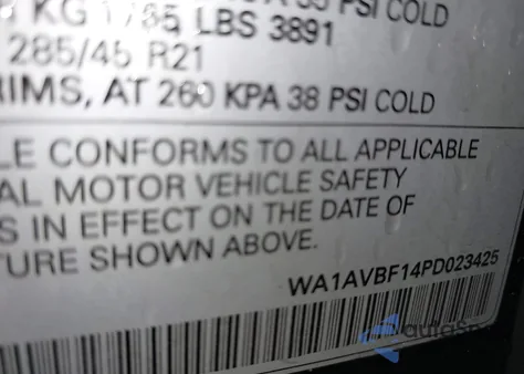 2023 Audi Q8 Premium 55 Tfsi Quattro Tiptronic из США, поврежденный, VIN WA1AVBF14PD023425